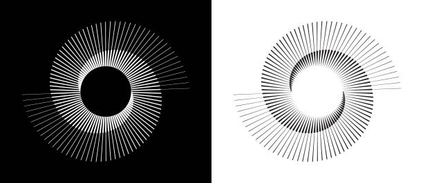 illustrazioni stock, clip art, cartoni animati e icone di tendenza di spirale con linee di colore grigio come sfondo vettoriale astratto dinamico o logo o icona. simbolo yin e yang. - abstract design element striped swirl