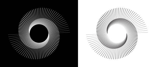 Spiral with gray colors lines as dynamic abstract vector background or logo or icon. Yin and Yang symbol.