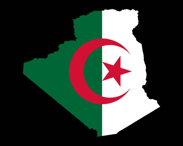 Algeria  flag on map on transparent  background Algeria  flag on map on transparent  background algeria flag silhouettes stock illustrations