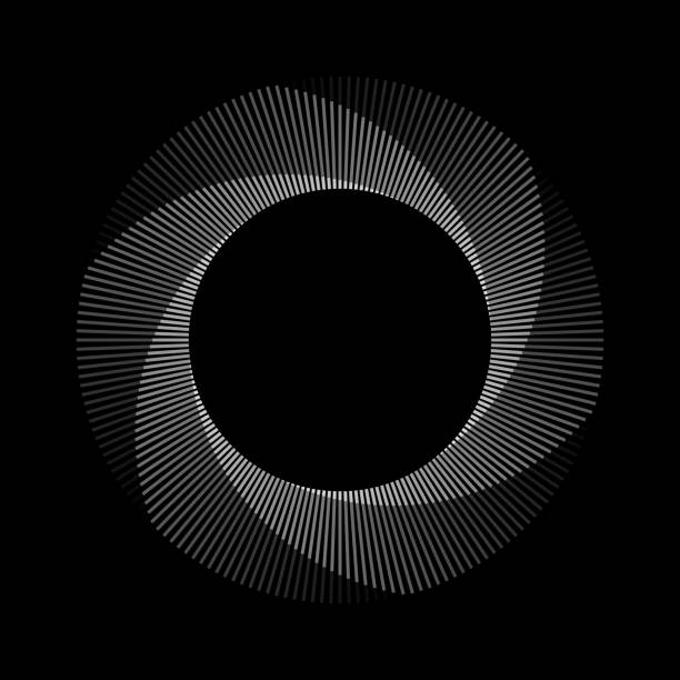 kruh s prvky přechodové čáry z bílé na černou. abstraktní geometrické umělecké pozadí. mobius strip efekt. - möbiova páska stock ilustrace