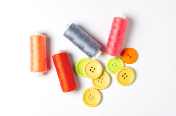 Accessories for sewing on a white background. Closeup