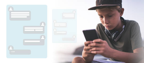 istock Teen chat concept. Communication with smartphone and computer. Adolescent online internet contact 1421327660