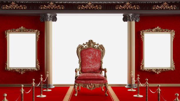 istock Red royal throne with golden frame, VIP throne, VIP concept 1421328247