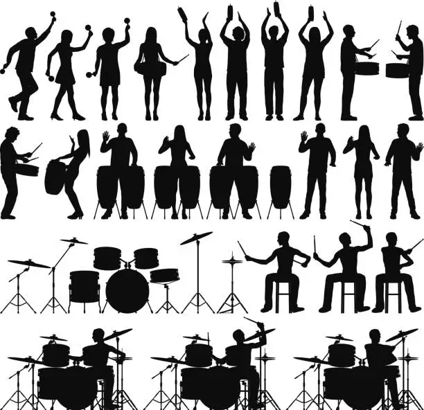 Vector illustration of Percussion Silhouettes