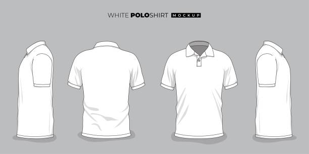 illustrations, cliparts, dessins animés et icônes de ensemble de modèle de polo blanc avec n’importe quel design de vue pour la conception de publicité de produit - polo shirt