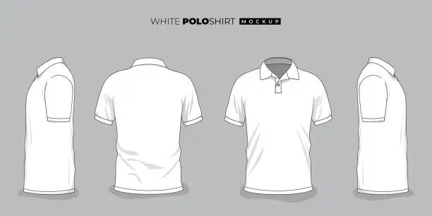 Vector illustration of Set of white polo shirt template with any view design for product advertising design