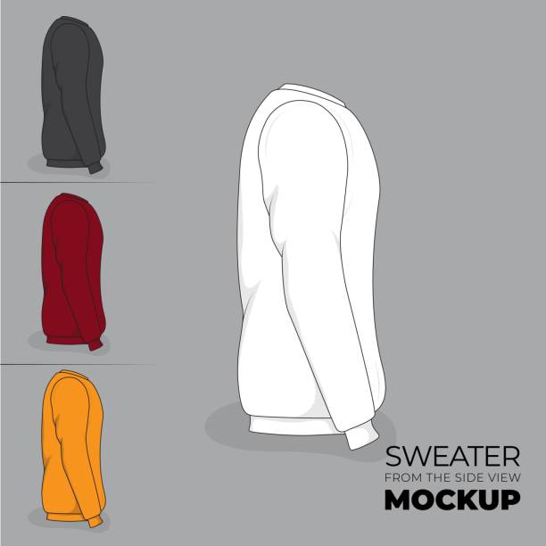 istock Sweater mockup design with side view concept in white red black and yellow design 1421333000