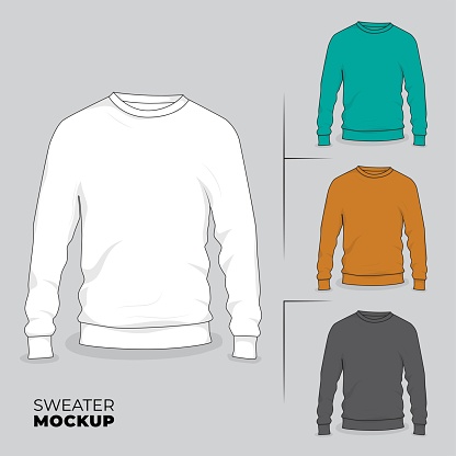 Sweater mockup design in white green yellow and black with front view