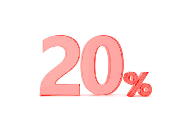 istock Percentage icon 3D in red glass on white background 3d illustration 1421336873