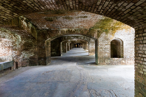 Florida; March 30, 2020; Interior arches at Fort Jefferson at the Dry Tortugas National Park