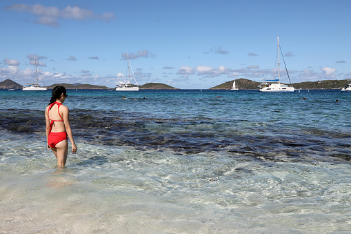 A Girl at Honeymoon Beach in St. John\nUS Virgin Islands