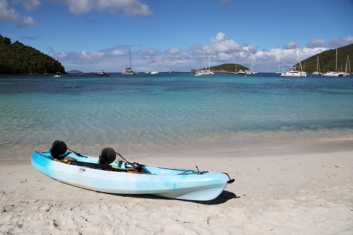 A Kayak at Maho Bay Beach in St. John\nUS Virgin Islands