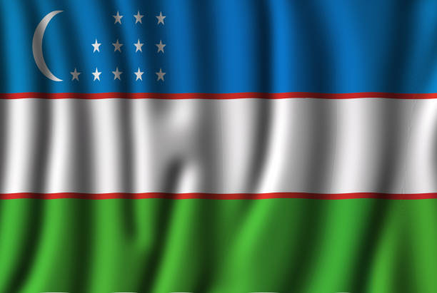 istock Waving Uzbekistan Flag in beautiful 3d Illustration 1421346251