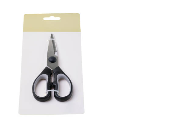 istock Close up view of kitchen scissors isolated on white background. 1421346871