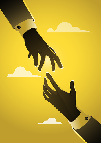 Vector illustration of helping hand in business