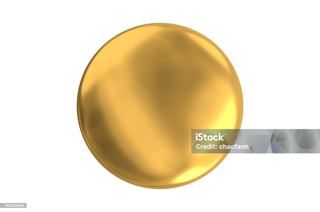 Golden Badge Isolated Bade Gold - Metal Stock Photo