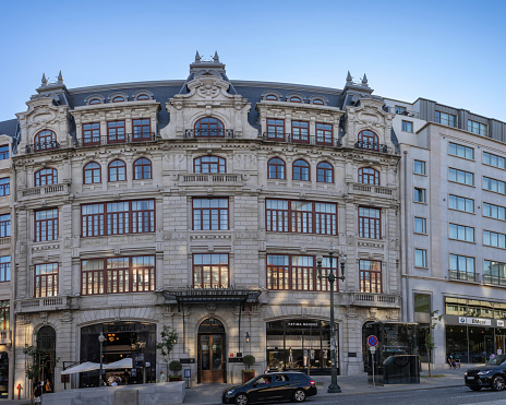 Porto, Portugal - July 6, 2022: A luxury 5-star hotel and boutique in the historical building.