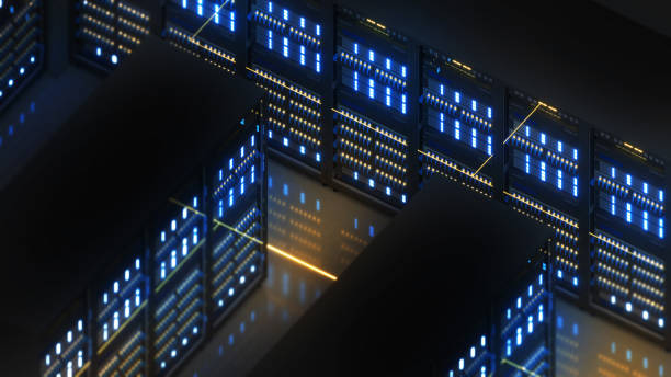 istock Shot of Data Center With Multiple Rows of Fully Operational Server Racks.,server room,server room,3d rendering 1421362049