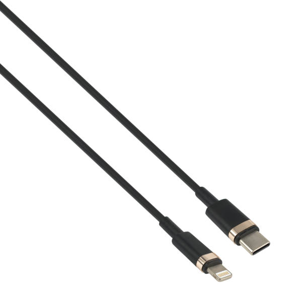 istock cable with Type-C and Lightning connector, isolated on white background 1421362112