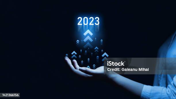 Increase Business Graph Future Growth Of Year 2022 To 2023 Planningopportunity Challenge And Business Strategy Successful Business Development And Revenue Growth In 2023 Compared To 2022 Stock Photo - Download Image Now