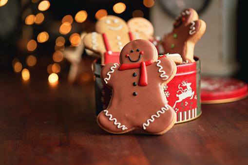 Gingerbread Christmas Cookies in Christmas Home Atmosphere