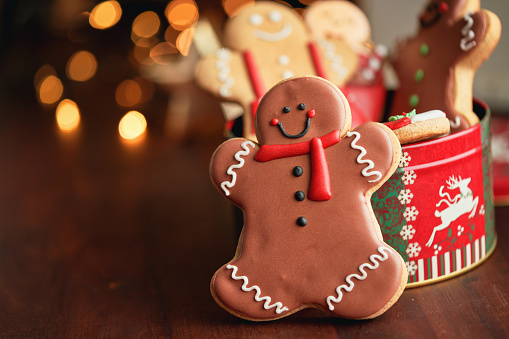 Gingerbread Christmas Cookies in Christmas Home Atmosphere