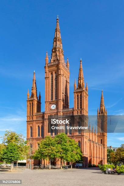 Marktkirche In Wiesbaden Germany Is A Lutheran Church From The Neogothic Period Stock Photo - Download Image Now