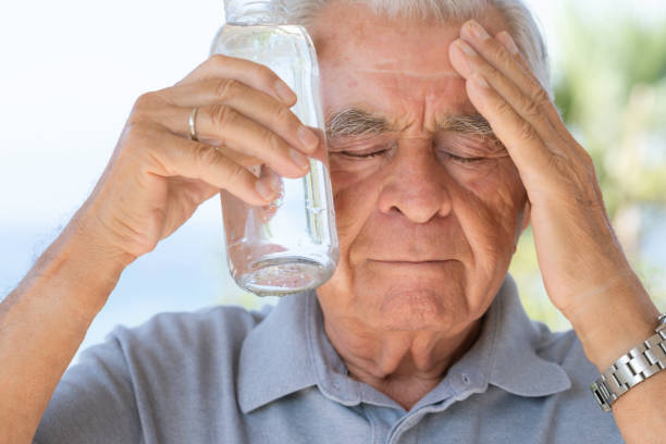 istock Senior man trying to cool down 1421378795