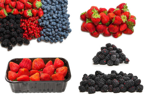 Stawberries, blackberries, blueberries backgound