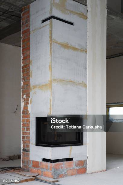 Fireplace Installation Stock Photo - Download Image Now - Chimney, Indoors, Air Duct