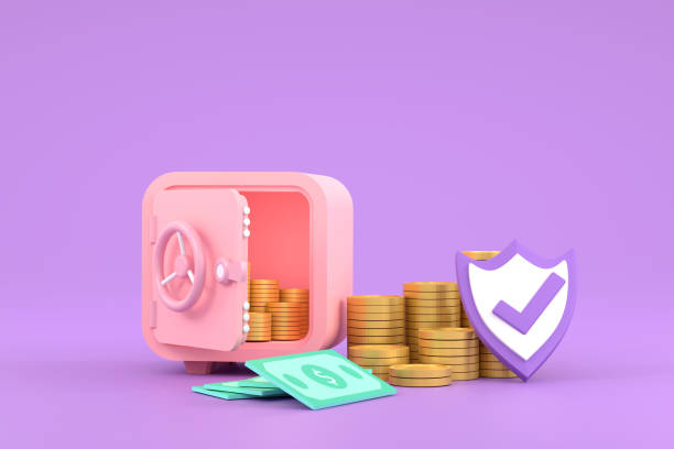 istock safe, coins and banknotes for symbol business saving. 1421384899