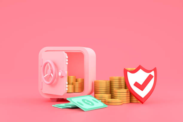 istock safe, coins and banknotes for symbol business saving. 1421385393