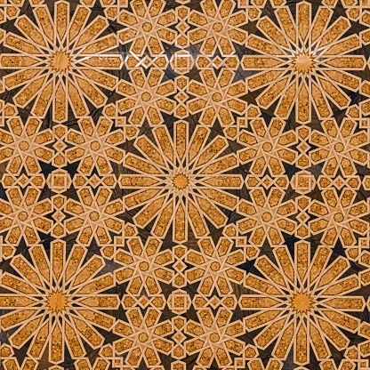 Traditional Middle Eastern golden pattern. Islamic ornamental Persian motif. Geometric Arabic textured background