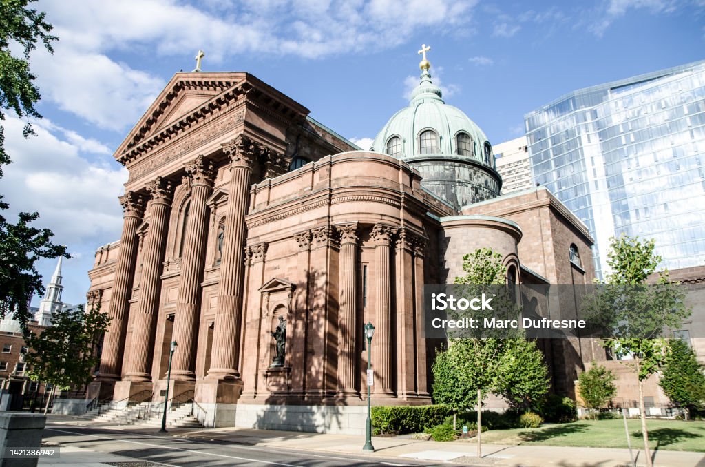 Cathedral Basilica of Saints Peter and Paul Cathedral Basilica of Saints Peter and Paul in Philadelphia during summer day Basilica Stock Photo