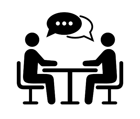people talking at the table icon