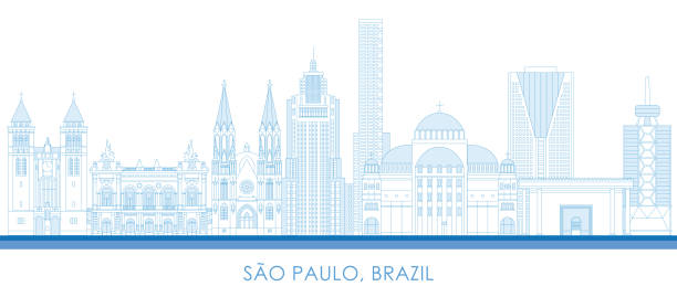 Outline Skyline panorama of city of Sao Paulo, Brazil Outline Skyline panorama of city of Sao Paulo, Brazil - vector illustration solomon stock illustrations