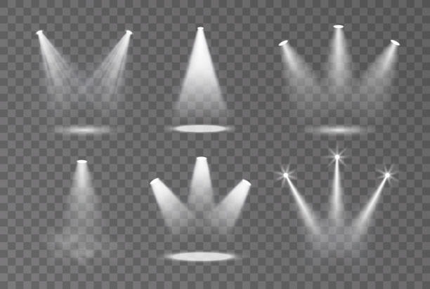 векторная коллекция эффектов прожектора сцены на прозрачном фоне - times square flash stock illustrations