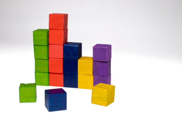 istock Graphic image of colored cubes isolated on white background. 1421394858