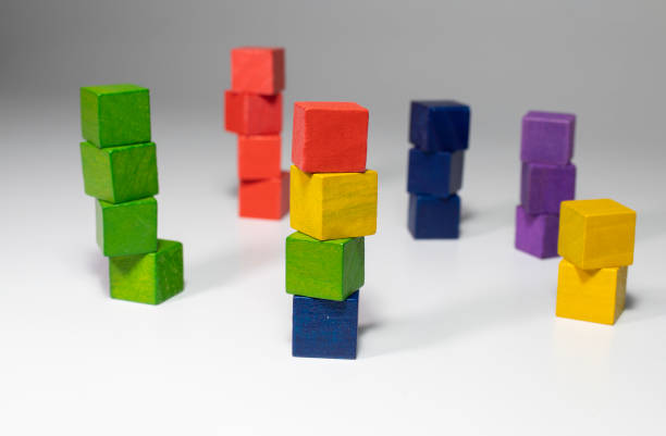istock Graphic image of colored cubes isolated on white background. 1421394868