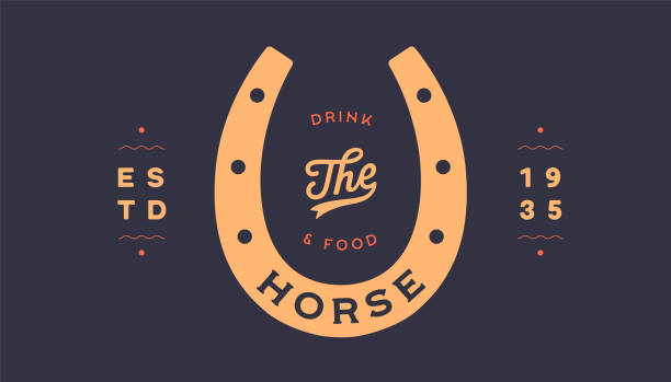 illustrations, cliparts, dessins animés et icônes de logo en fer à cheval chanceux - wild west horseshoe retro revival old fashioned