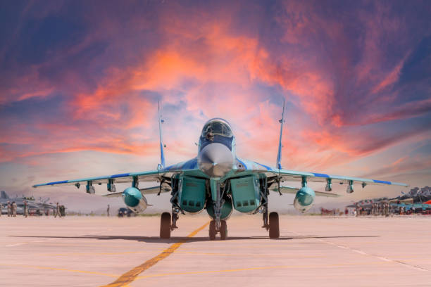 Mig 29 Fighter jet in a taxiing position stock photo