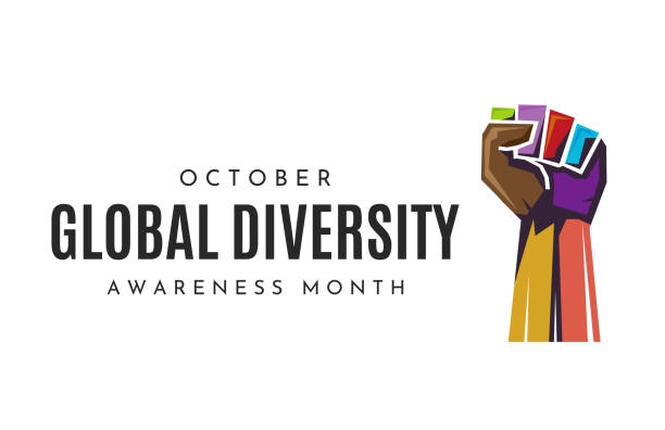ilustrações, clipart, desenhos animados e ícones de mês global de conscientização da diversidade, outubro. vetor - consciência negra