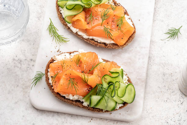istock open sandwiches with salted salmon 1421411939