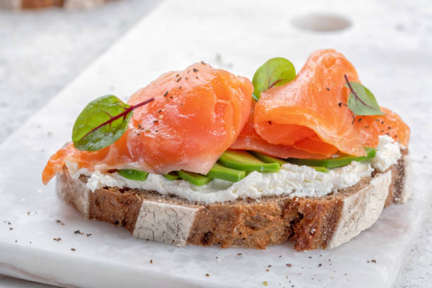 istock Smoked salmon and avocado on toast 1421411964