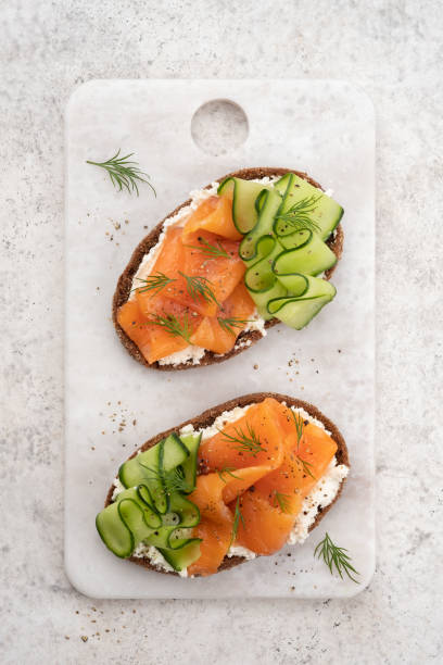 istock open sandwiches with salted salmon 1421411973