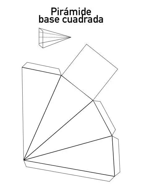 Vector illustration of Square base pyramid to cut out to study geometric shapes at school
