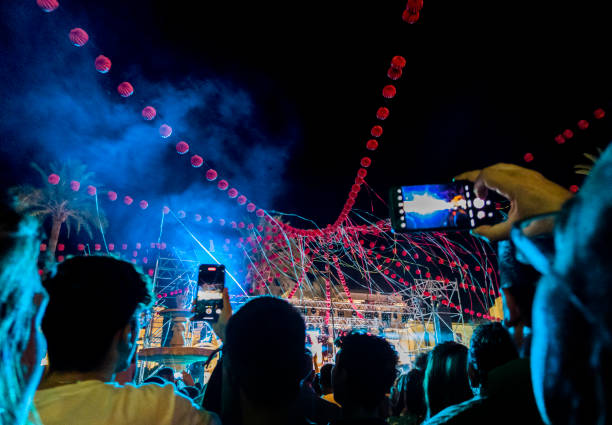 istock Live music performance decorated with paper lanterns and streamers 1421418962