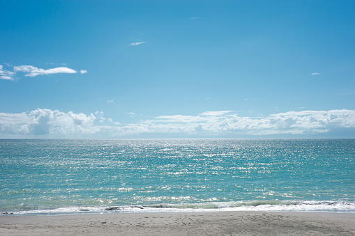 Reflection of the clouds in the North German Wadden Sea in Sankt Peter-Ording