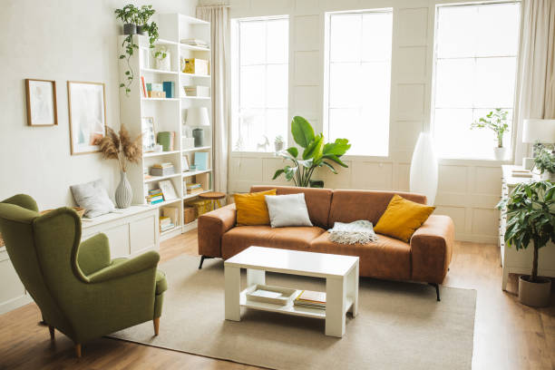 intérieur de la salle de séjour - intérieur de maison photos et images de collection