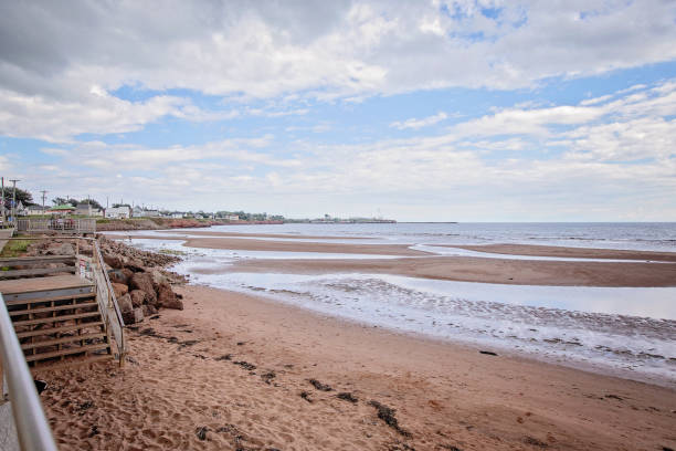 View of a beach along the highway in Souris, PEI